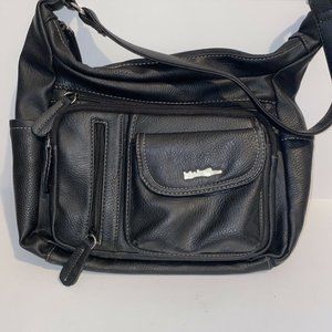 MultiSac Black Vinyl Handbag Purse Multiple Pocket